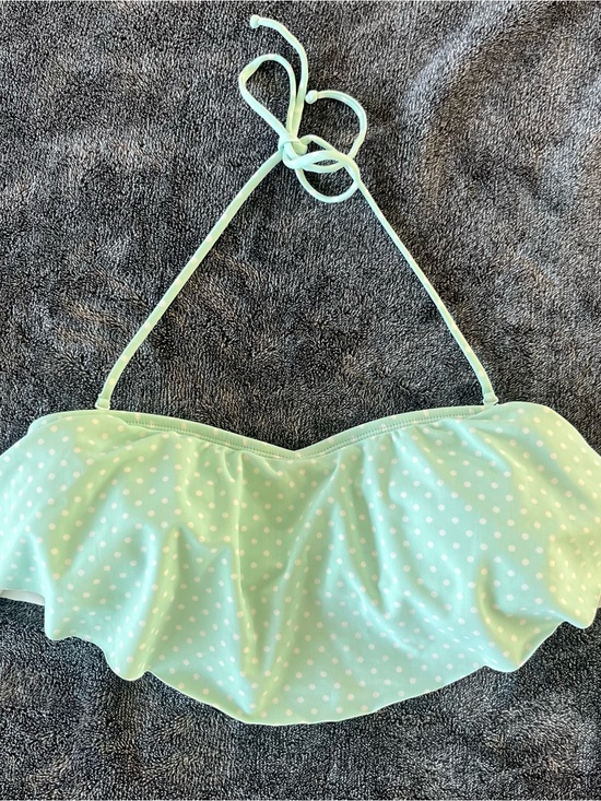 La Hearts Other - Mint Green Polka Dot Ruffle Halter Bikini Top